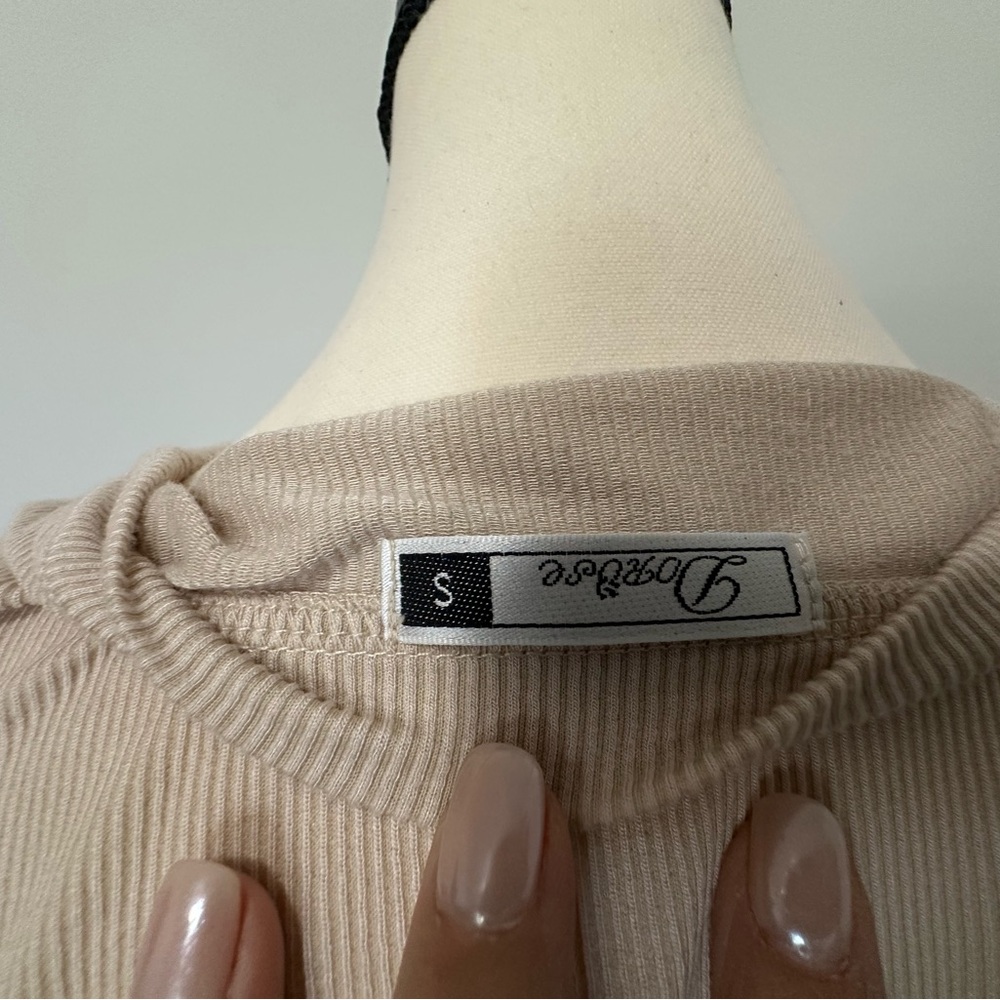 Oris Light Beige Ribbed Top - Picture 3 of 4
